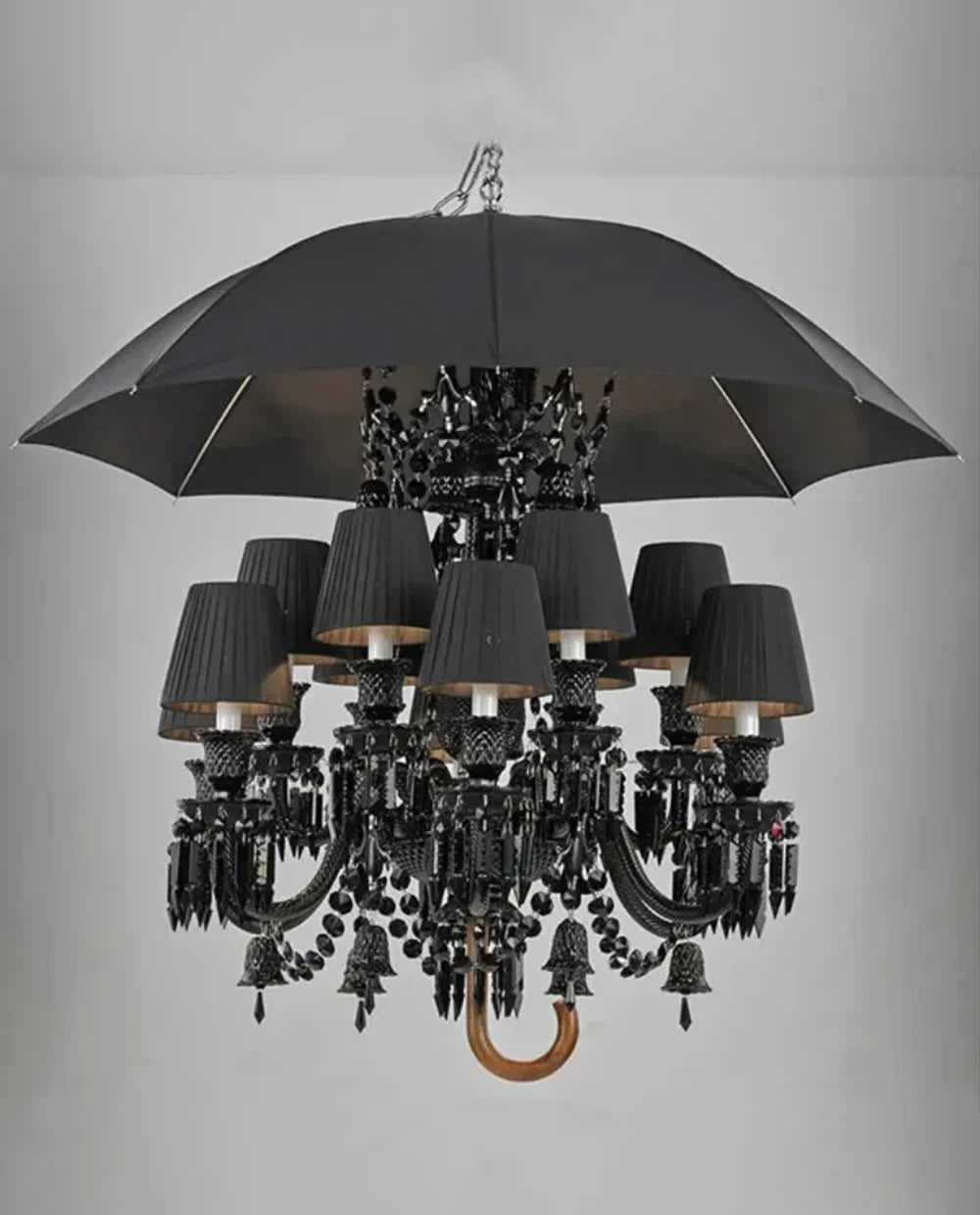 12 Lights Black Crystal Lighting with Umbrella - Lightings Menu