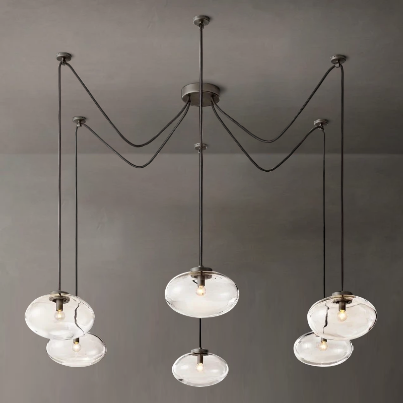 Crebat Clear Glass Suspended Chandelier 84"