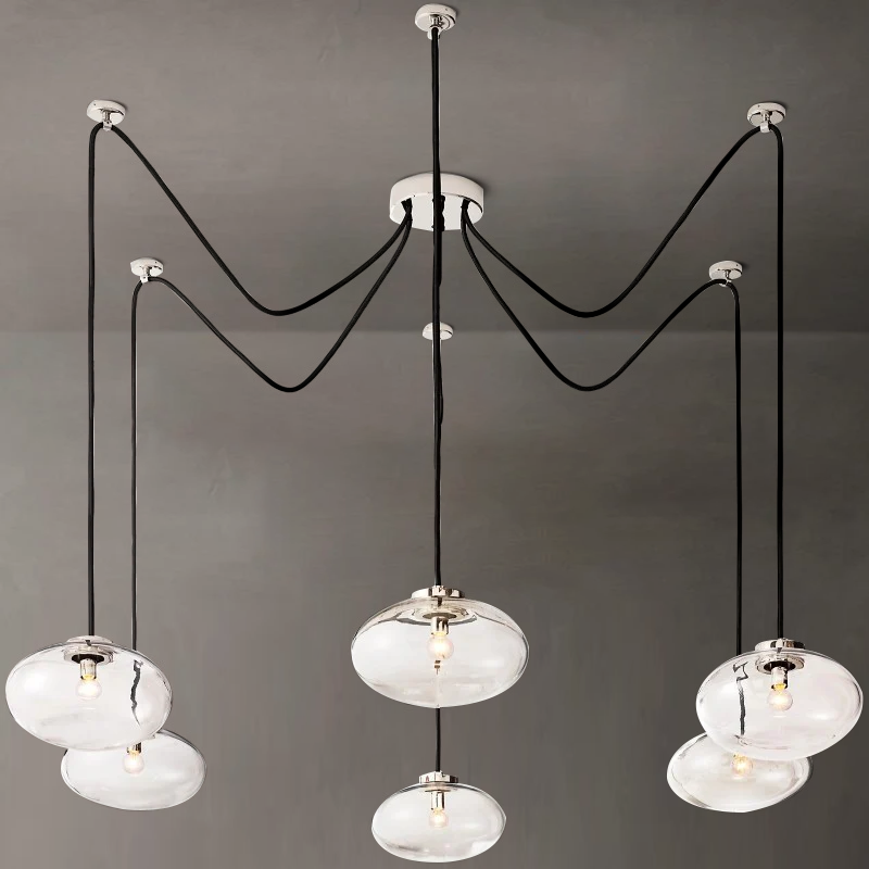 Crebat Clear Glass Suspended Chandelier 84"