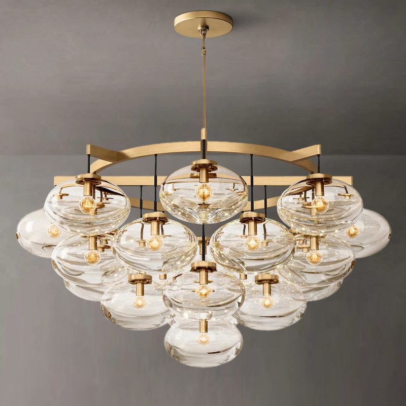 Crebat Clear Glass Round Chandelier 48"