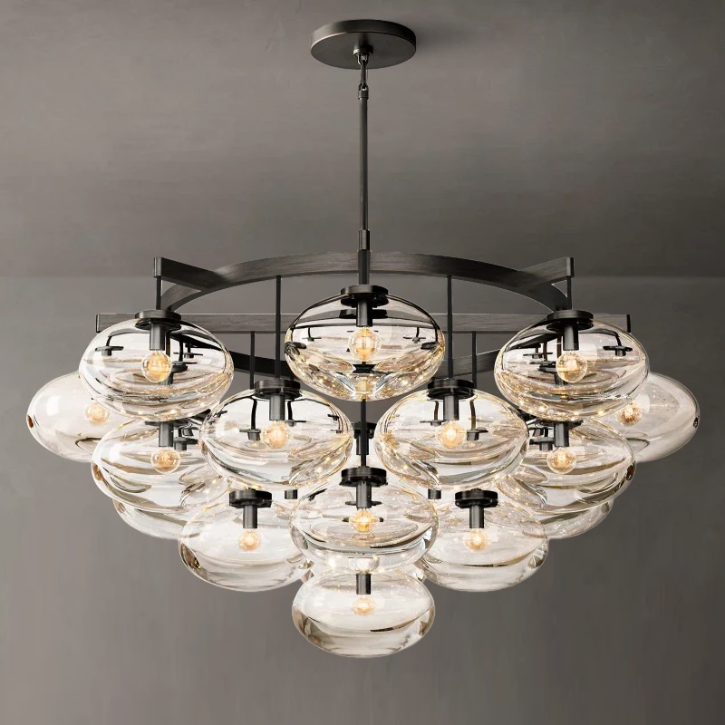 Crebat Clear Glass Round Chandelier 48"