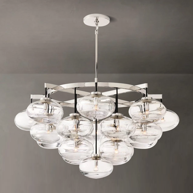Crebat Clear Glass Round Chandelier 48"