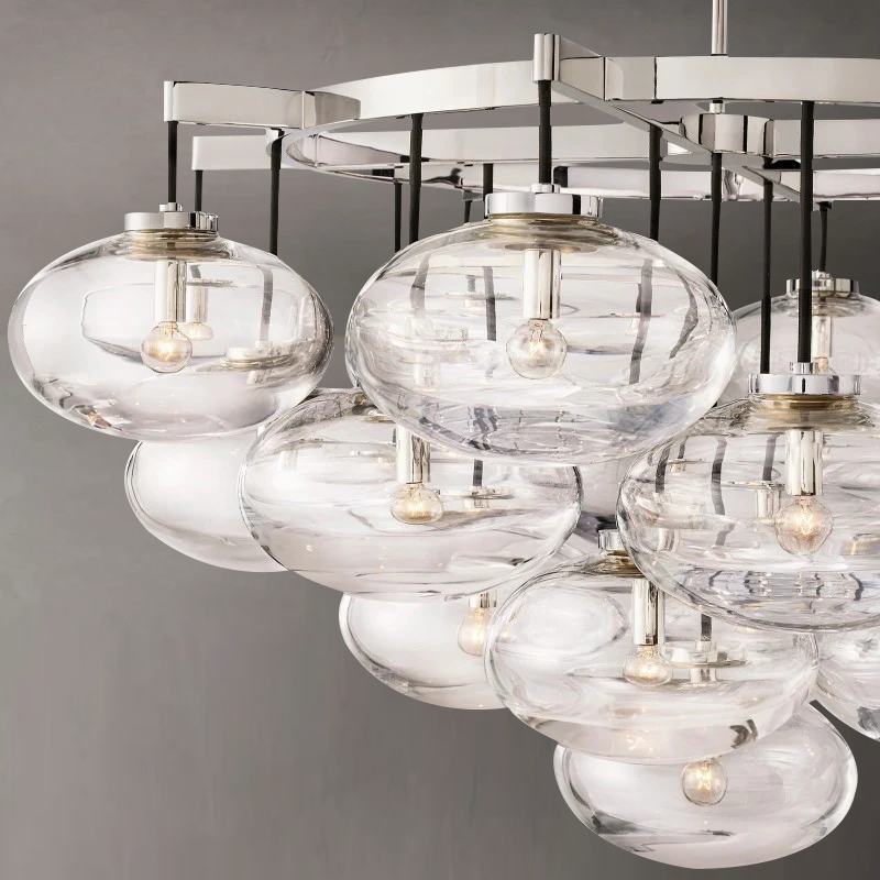 Crebat Clear Glass Round Chandelier 48"