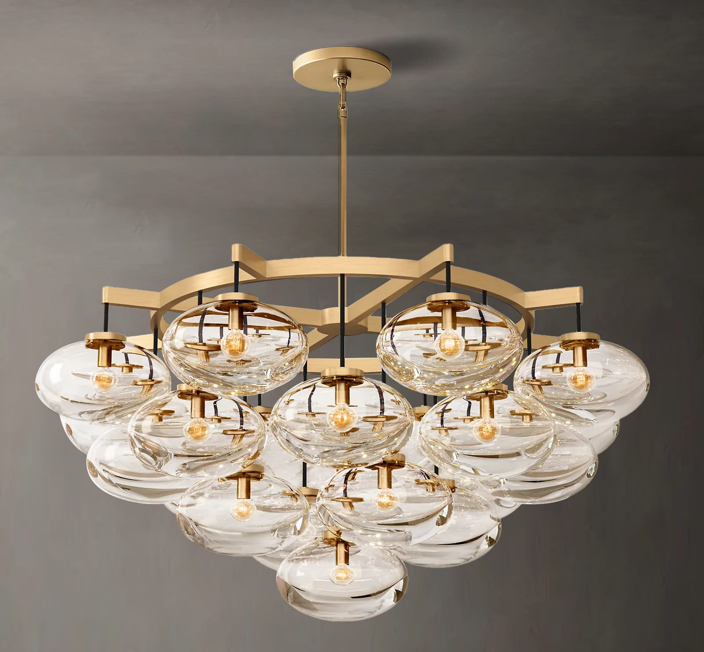 Crebat Clear Glass Round Chandelier 48"