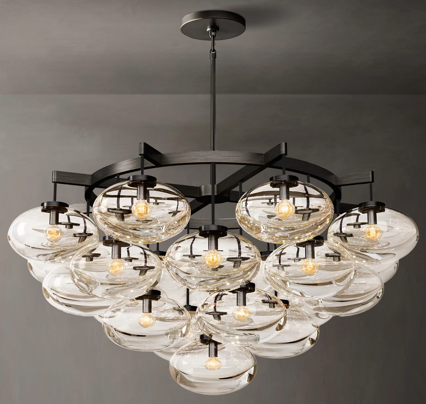 Crebat Clear Glass Round Chandelier 48"