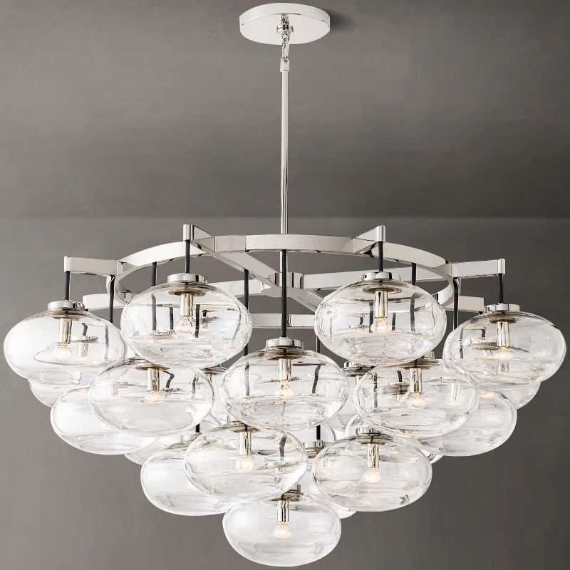 Crebat Clear Glass Round Chandelier 48"