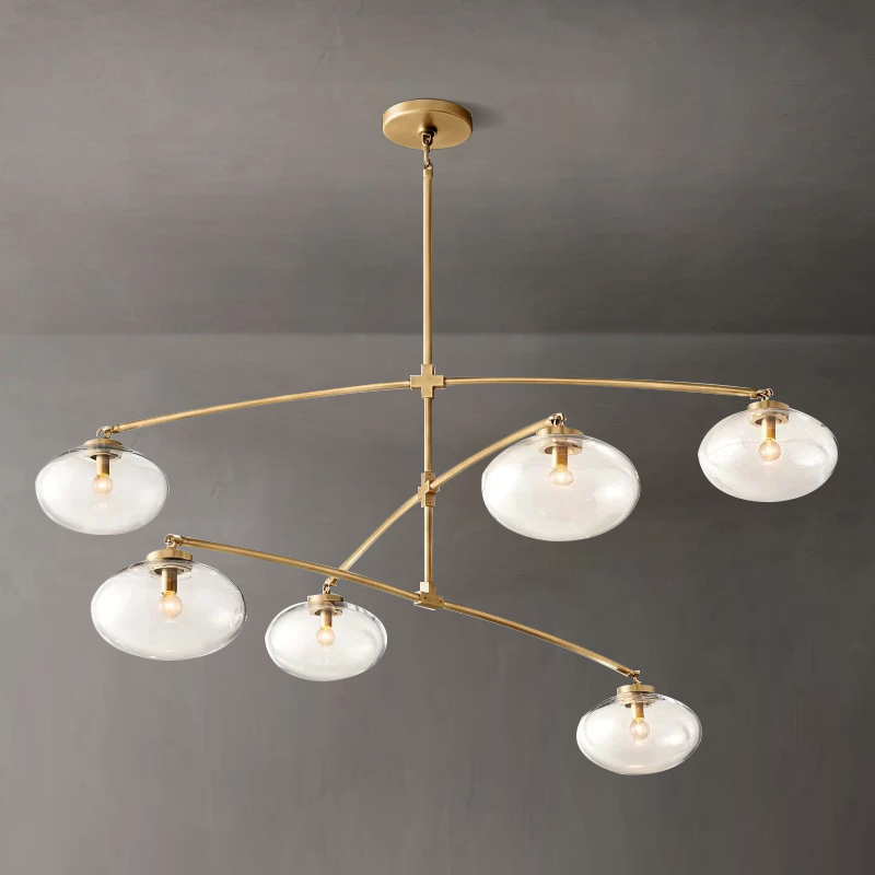 Crebat Clear Glass Mobile Round Chandelier