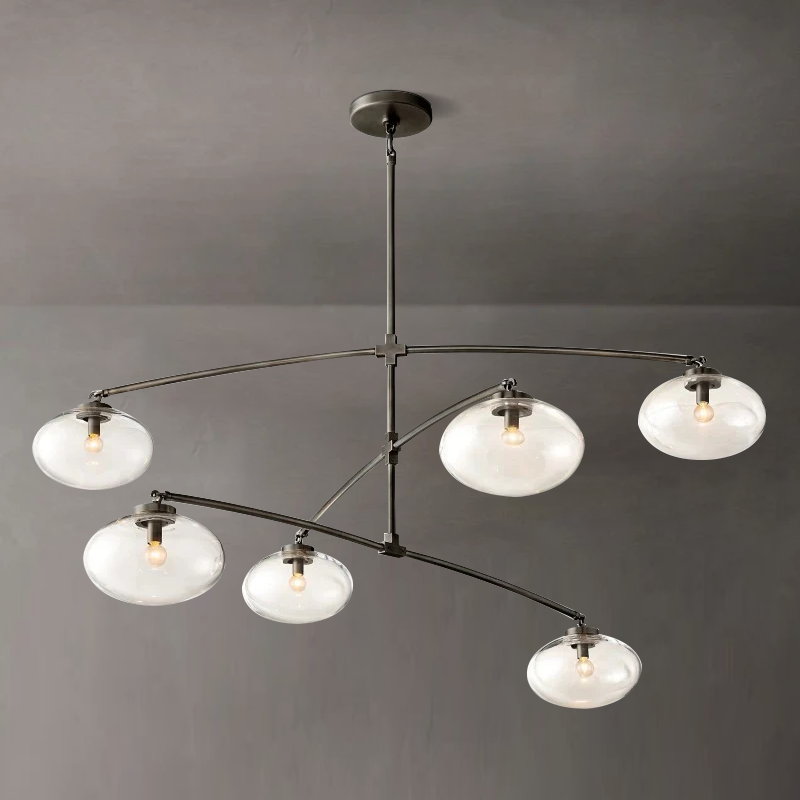 Crebat Clear Glass Mobile Round Chandelier