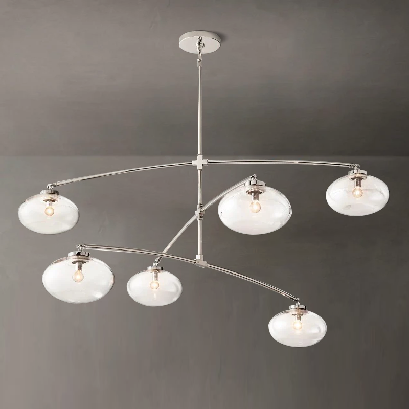 Crebat Clear Glass Mobile Round Chandelier