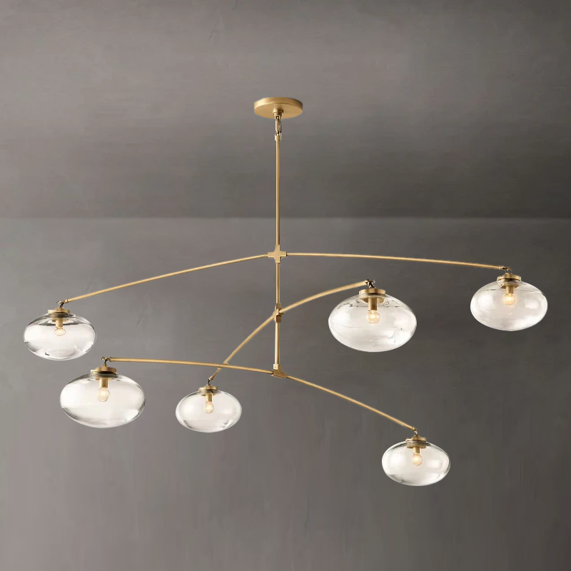 Crebat Clear Glass Mobile Round Chandelier