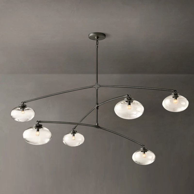 Crebat Clear Glass Mobile Round Chandelier