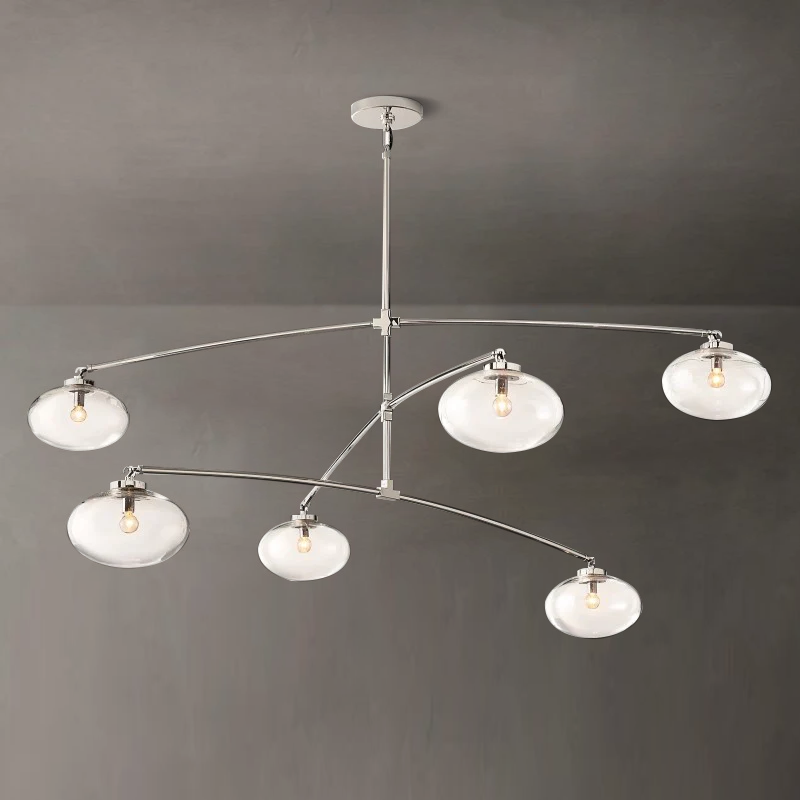Crebat Clear Glass Mobile Round Chandelier