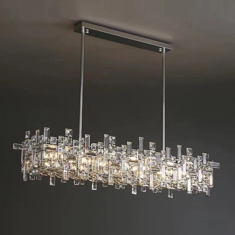 Art Irregular Block Collection Crystal Pendant Chandelier Suit for Living/Dining Room