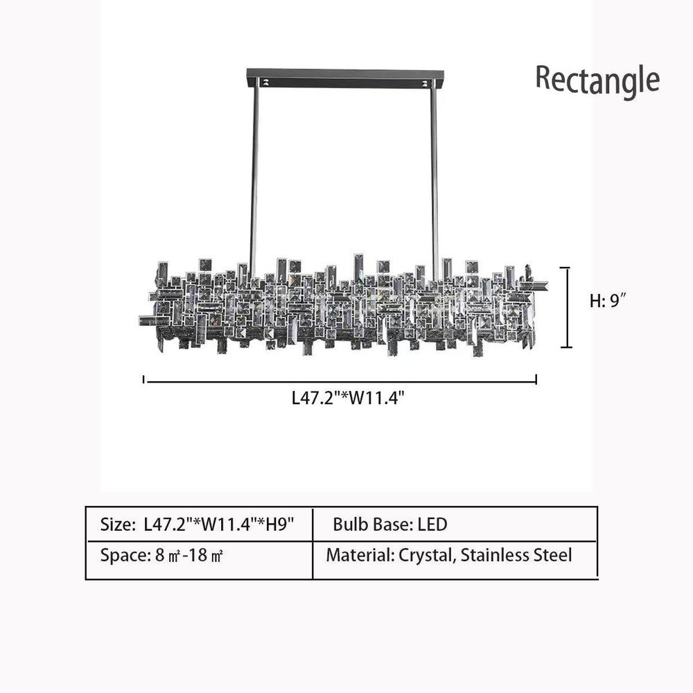 Art Irregular Block Collection Crystal Pendant Chandelier Suit for Living/Dining Room