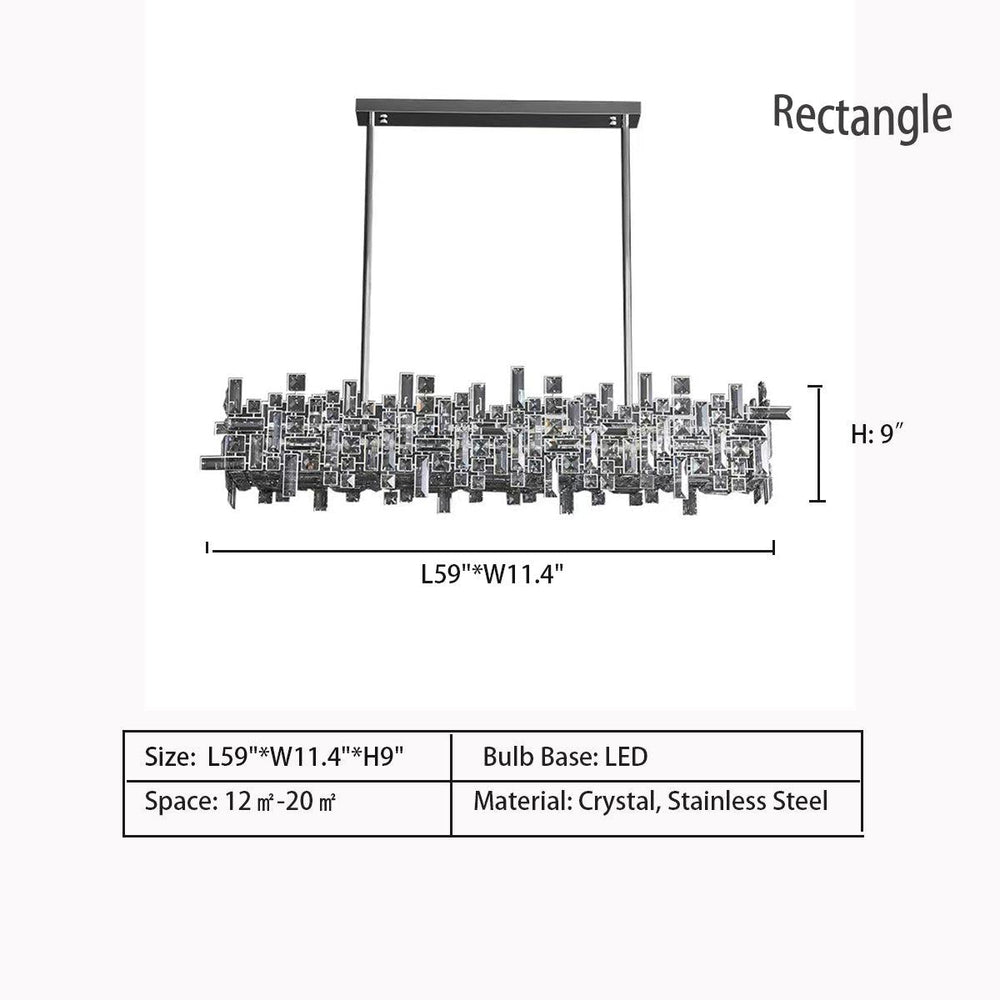 Art Irregular Block Collection Crystal Pendant Chandelier Suit for Living/Dining Room