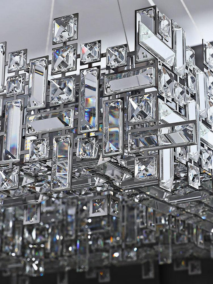 Art Irregular Block Collection Crystal Pendant Chandelier Suit for Living/Dining Room