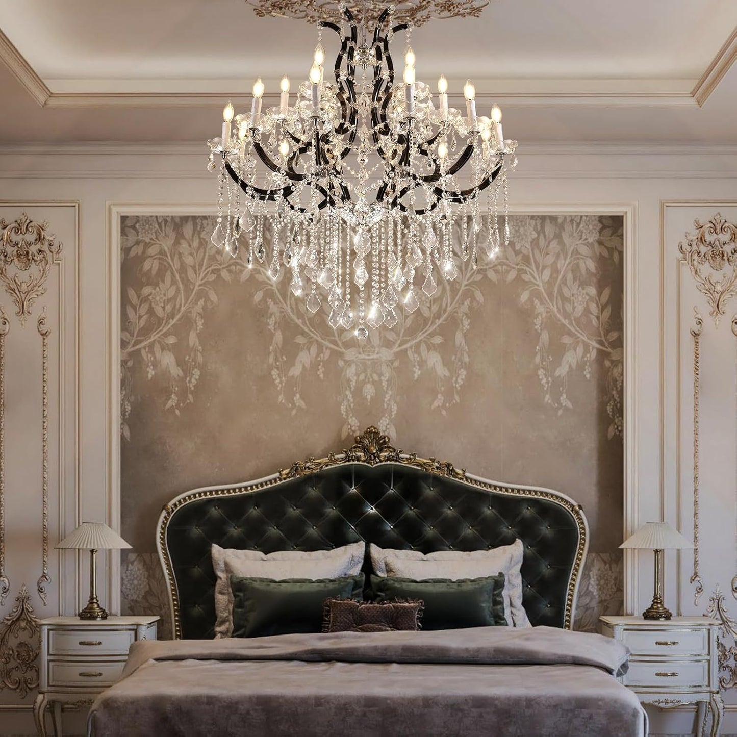 Grand Black Crystal Chandelier: Modern Elegance for Dining, Hallway, Living Room