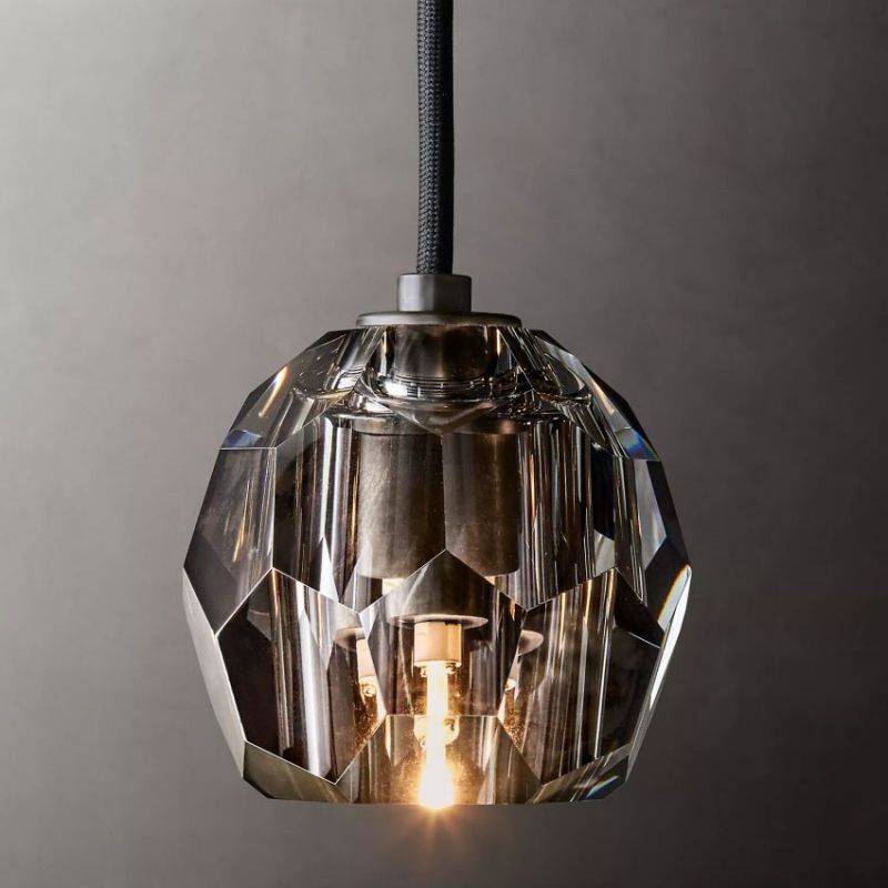 Kalle Smoke Cristal Glass Cord Pendant