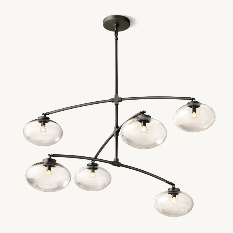 Crebat Clear Glass Mobile Round Chandelier