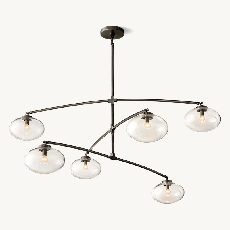 Crebat Clear Glass Mobile Round Chandelier