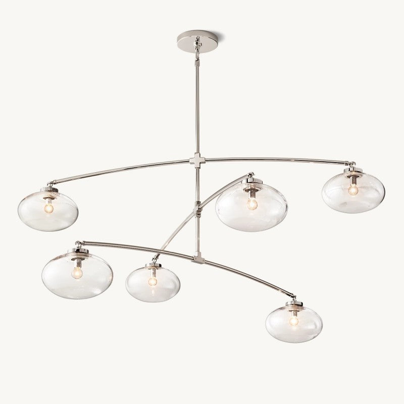 Crebat Clear Glass Mobile Round Chandelier