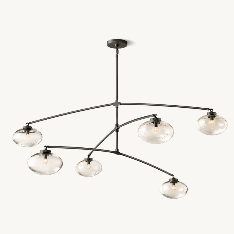 Crebat Clear Glass Mobile Round Chandelier