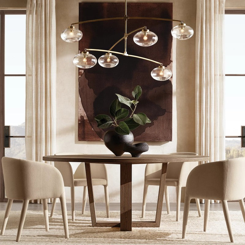 Crebat Clear Glass Mobile Round Chandelier