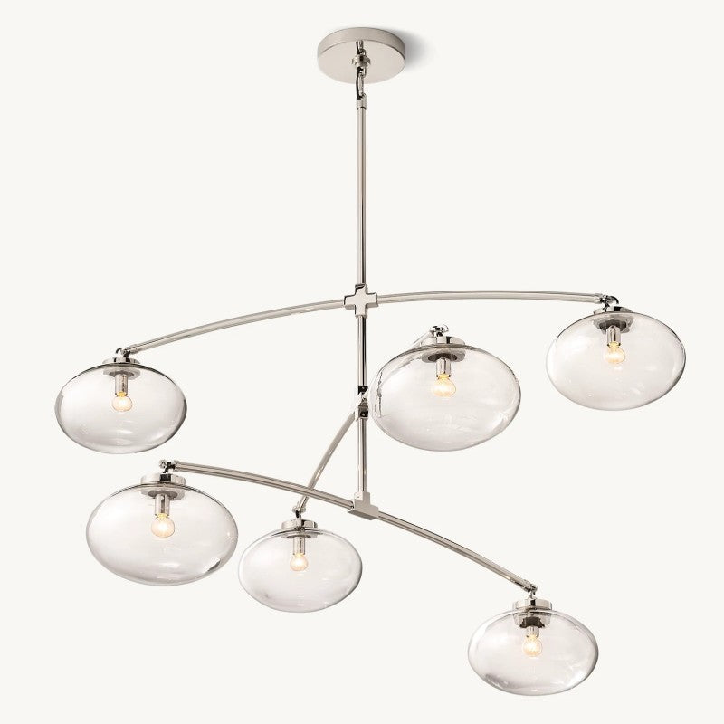 Crebat Clear Glass Mobile Round Chandelier
