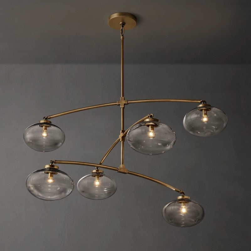 Crebat Clear Glass Mobile Round Chandelier