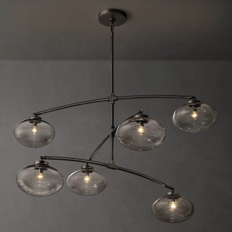 Crebat Clear Glass Mobile Round Chandelier