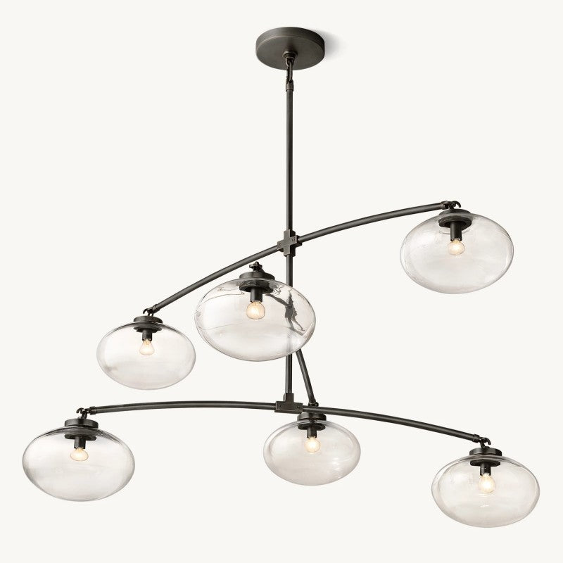 Crebat Clear Glass Mobile Round Chandelier
