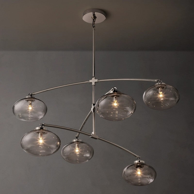Crebat Clear Glass Mobile Round Chandelier