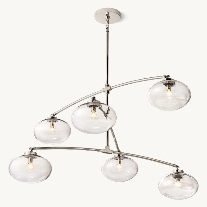 Crebat Clear Glass Mobile Round Chandelier