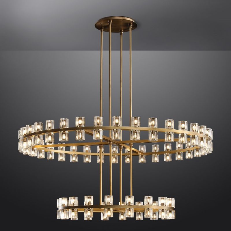 Wincei Crystal Shades 2-tier Round Chandelier 60''D