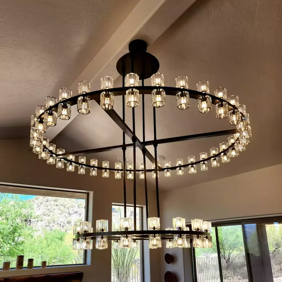 Wincei Crystal Shades 2-tier Round Chandelier 60''D