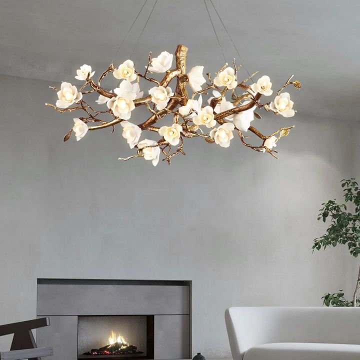 Flower Branch Brass Chandelier
