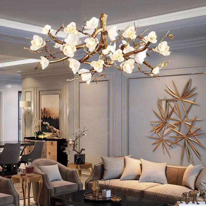 Flower Branch Brass Chandelier