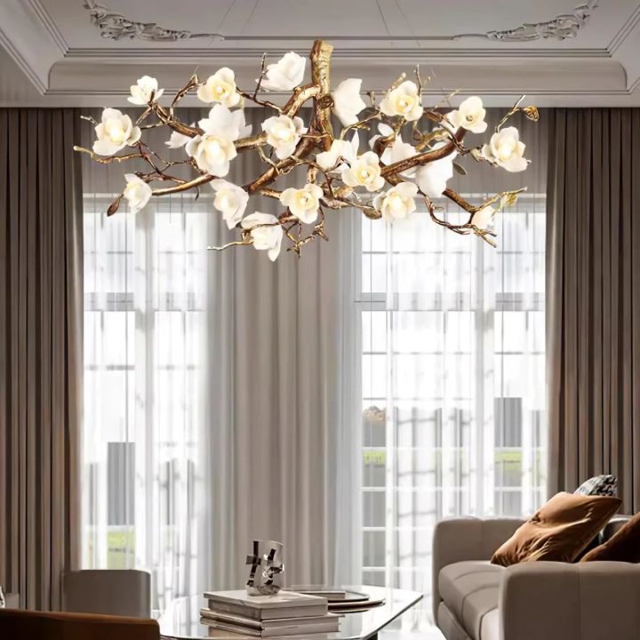 Flower Branch Brass Chandelier