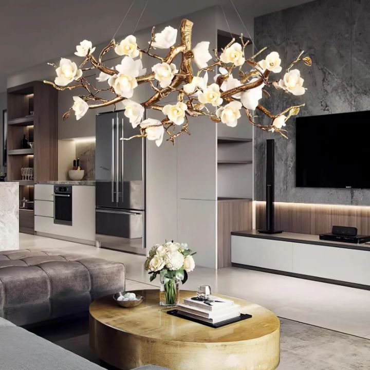 Flower Branch Brass Chandelier