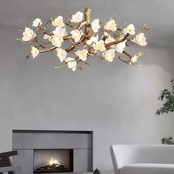 Flower Branch Brass Chandelier