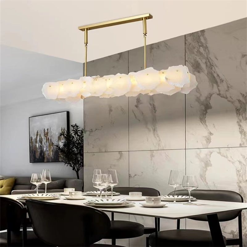 Alabaster Moira Marble Modern Linear Chandelier