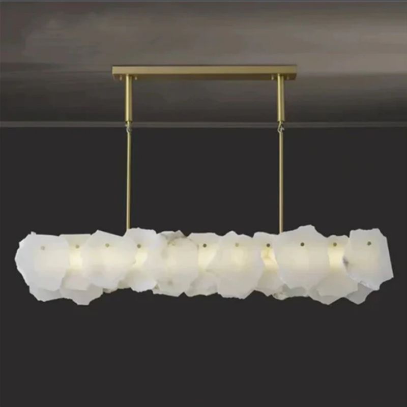 Alabaster Moira Marble Modern Linear Chandelier