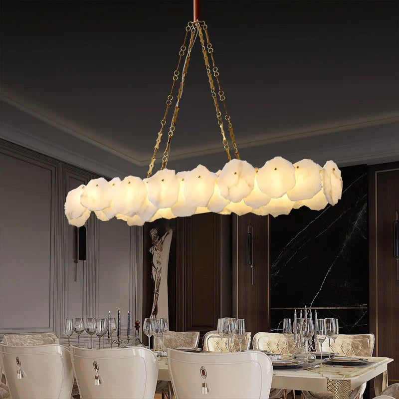 Alabaster Moira Modern Snowflake Linear Chandelier