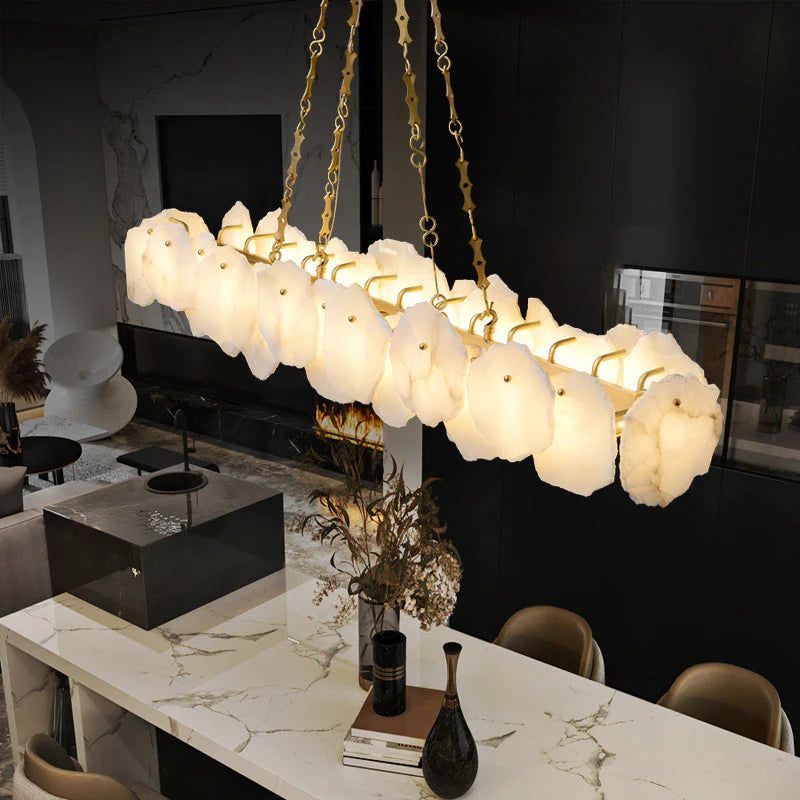 Alabaster Moira Modern Snowflake Linear Chandelier