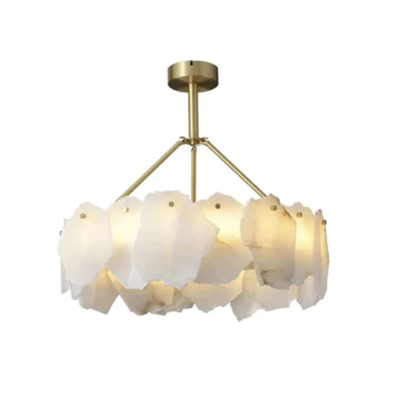 Alabaster Moira Modern Snowflake Round Chandelier