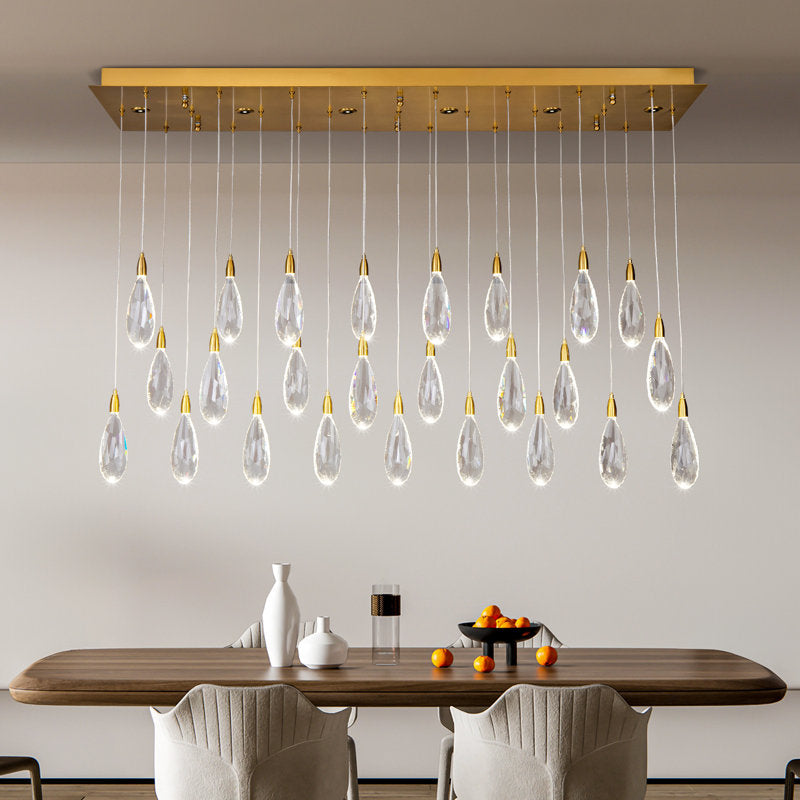 Naleya 31-Light Height Adjustable Rectangle Raindrop Chandelier