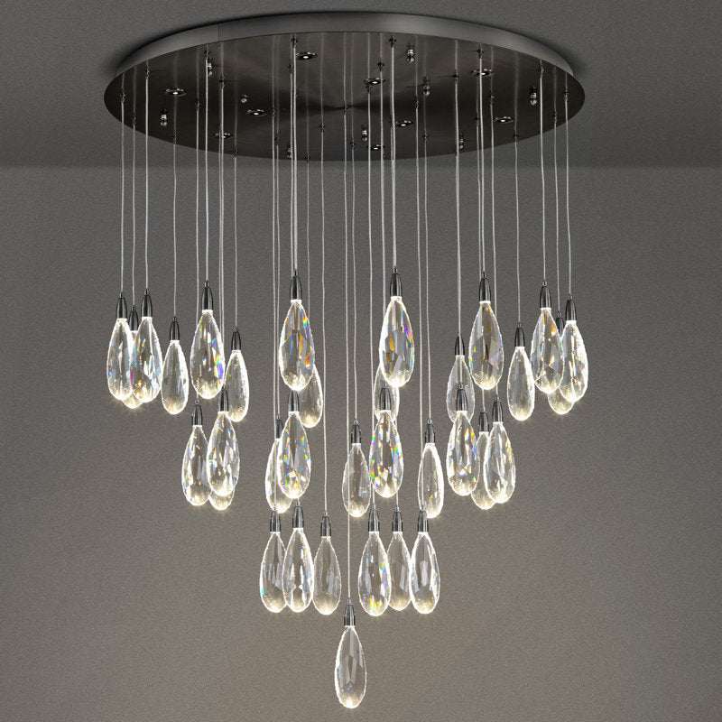 Naleya 43-Light Height Adjustable Round Raindrop Chandelier