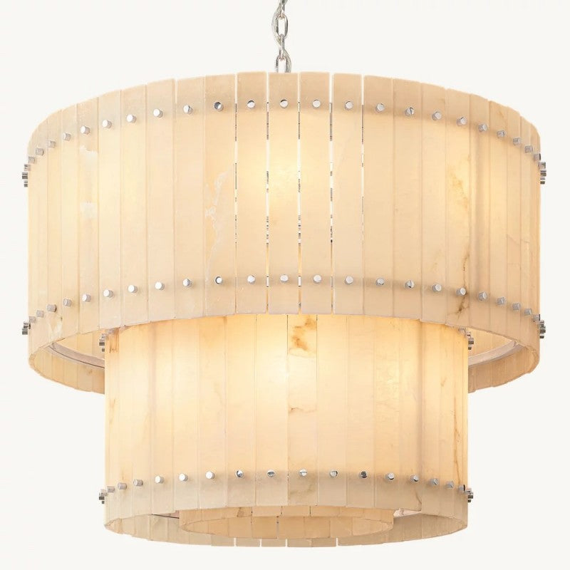 Mearin Alabaster Round Tiered Chandelier 37"