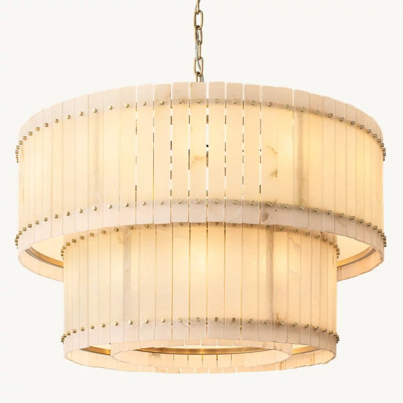 Mearin Alabaster Round Tiered Chandelier 48"