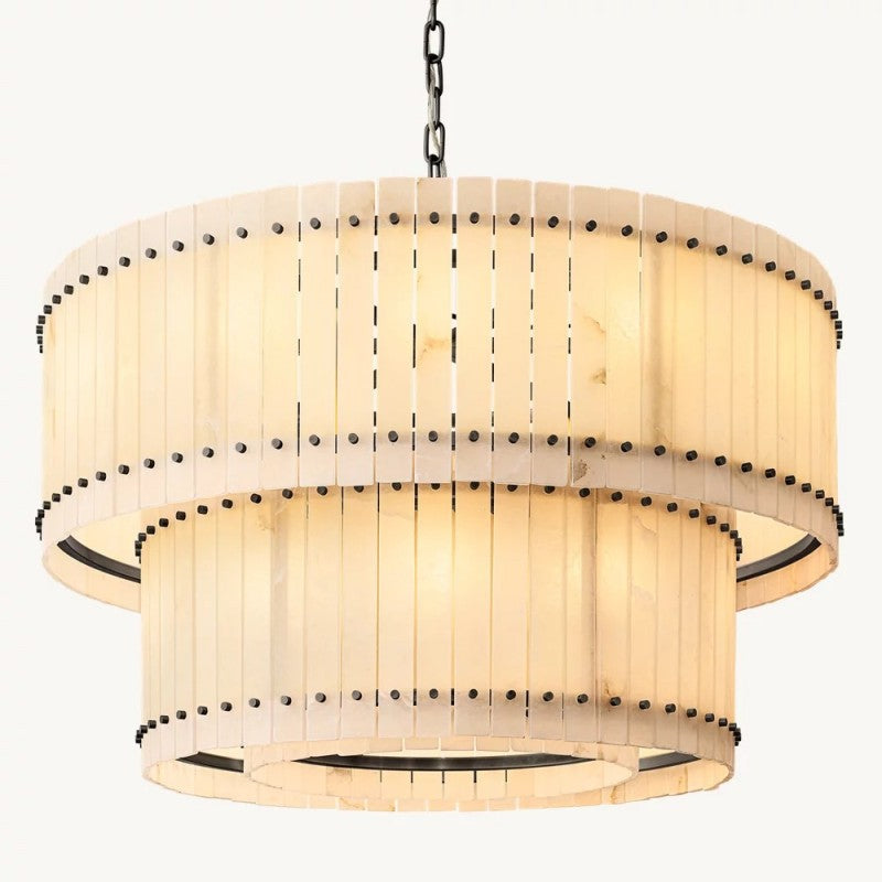 Mearin Alabaster Round Tiered Chandelier 48"
